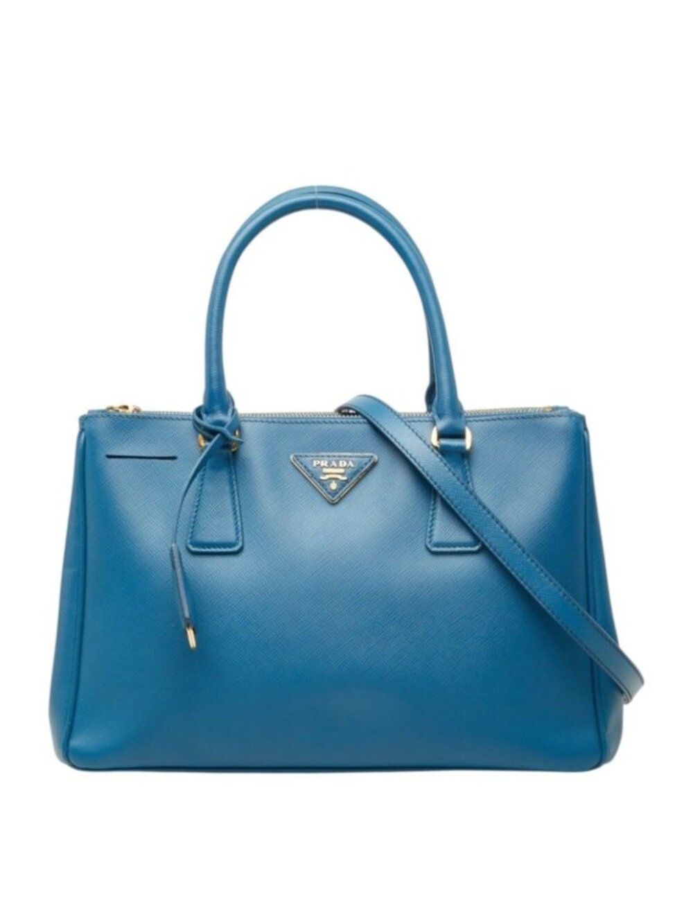 Prada Galleria 2-Way Shoulder Bag Blue Saffiano Leather